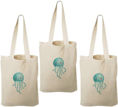 Jelly Fish Party Favor Bags - Perfect for Under Water or Ocean Themed Parties! - Set of Three - Cotton Party Bags with Handles