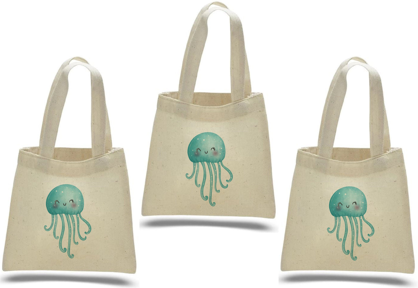 Jelly Fish Party Favor Bags - Perfect for Under Water or Ocean Themed Parties! - Set of Three - Cotton Party Bags with Handles