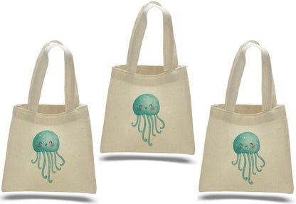 Jelly Fish Party Favor Bags - Perfect for Under Water or Ocean Themed Parties! - Set of Three - Cotton Party Bags with Handles