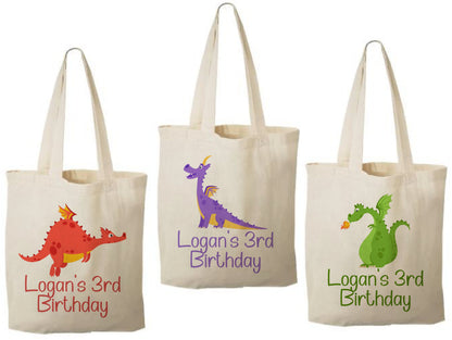 Personalized Dragon Party Favor Bags - Set of Three Bags