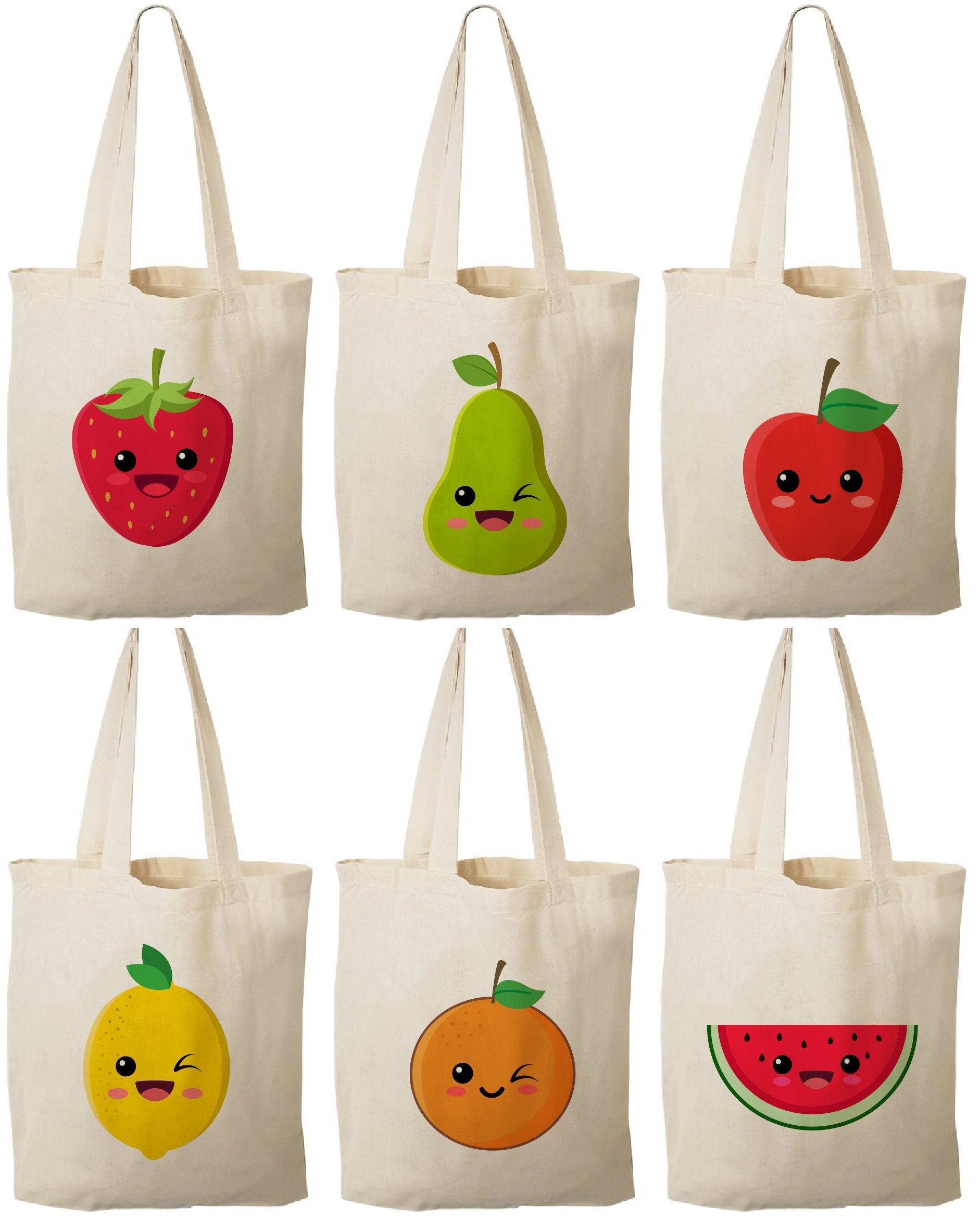 Fruit Party Favor Bags - Perfect for Fruit Themed Parties & Events - Set of Six Bags