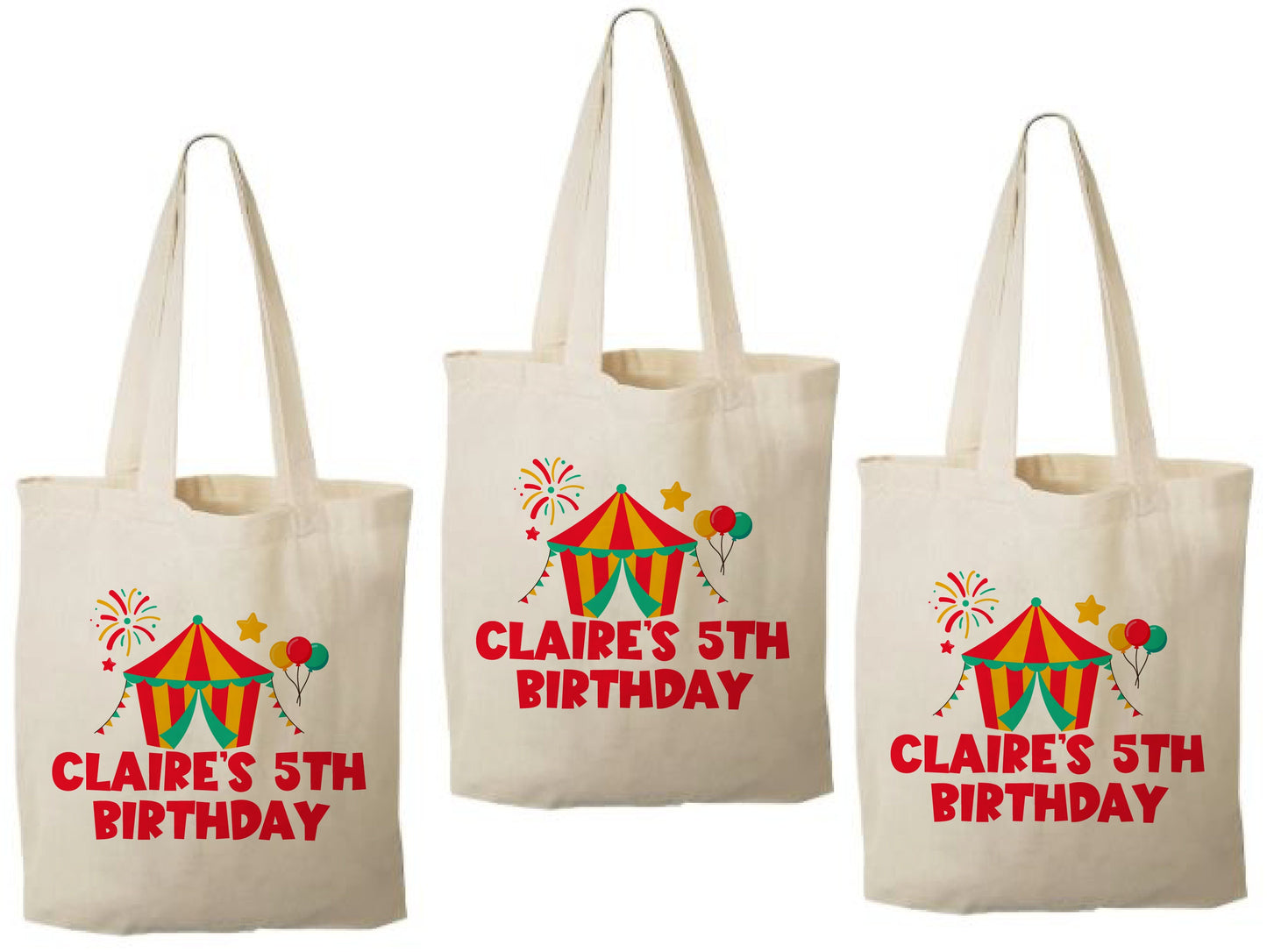 Carnival Party Favor Bags: Circus Goodie Bags, Cotton Gift Bag (Set of 3)