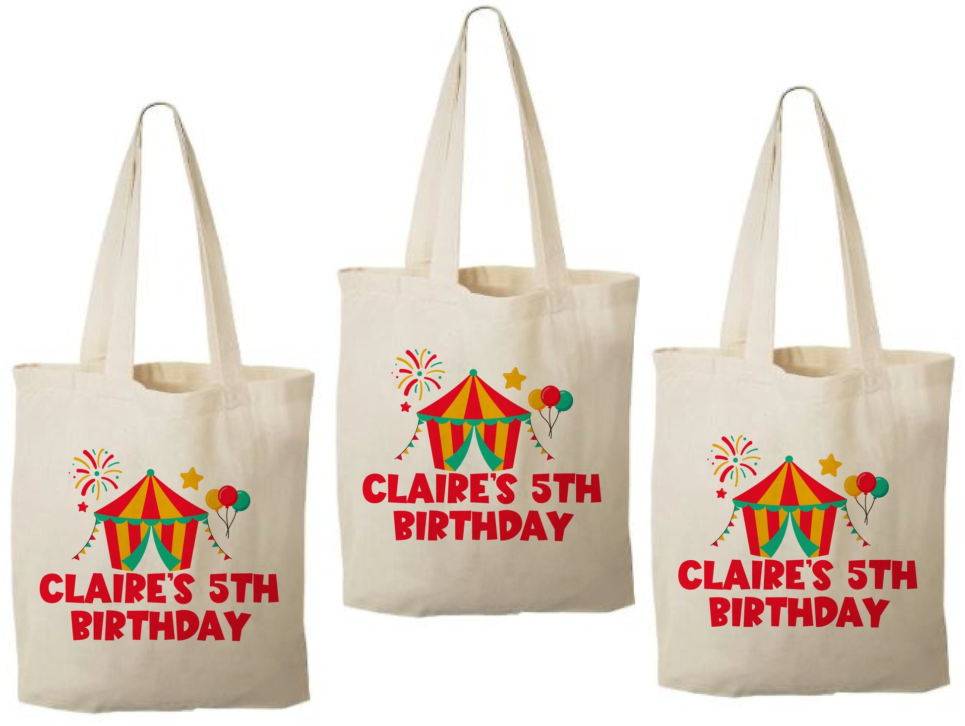 Carnival Party Favor Bags: Circus Goodie Bags, Cotton Gift Bag (Set of 3)