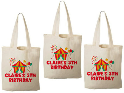 Carnival Party Favor Bags: Circus Goodie Bags, Cotton Gift Bag (Set of 3)