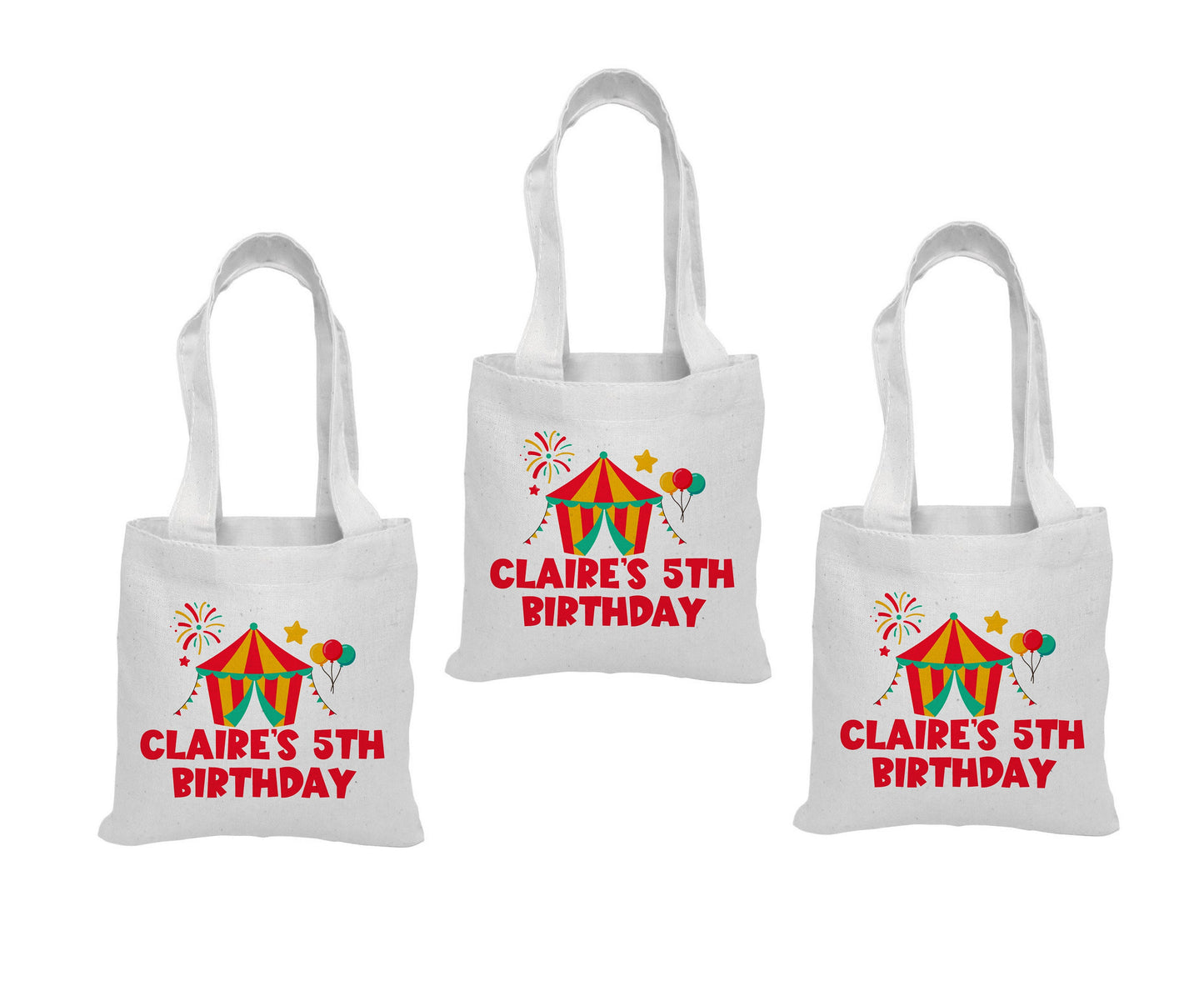 Carnival Party Favor Bags: Circus Goodie Bags, Cotton Gift Bag (Set of 3)