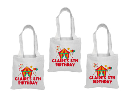 Carnival Party Favor Bags: Circus Goodie Bags, Cotton Gift Bag (Set of 3)