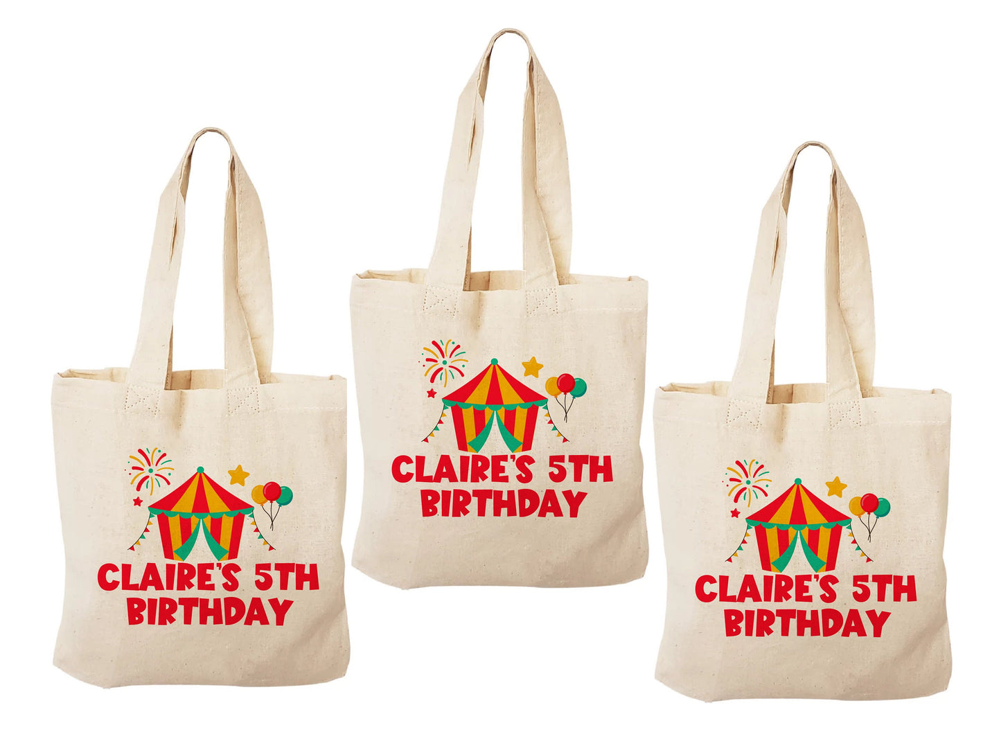 Carnival Party Favor Bags: Circus Goodie Bags, Cotton Gift Bag (Set of 3)