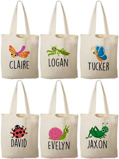 Insect Party Favor Bags, Personalized Bug Treat Bags, Set of 6