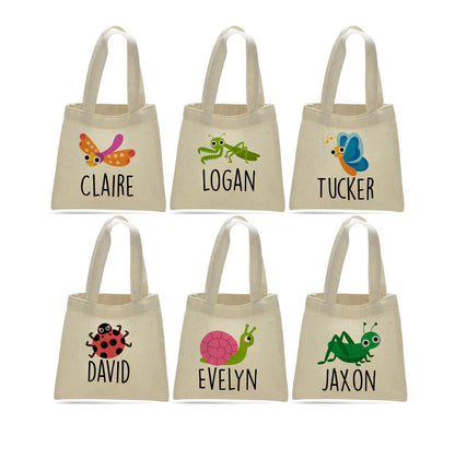 Insect Party Favor Bags, Personalized Bug Treat Bags, Set of 6