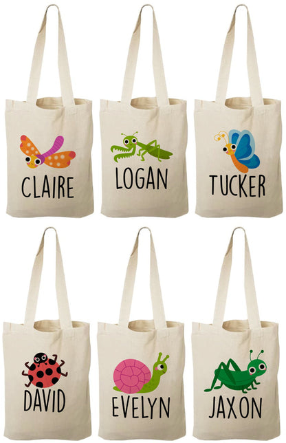 Insect Party Favor Bags, Personalized Bug Treat Bags, Set of 6