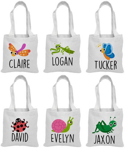 Insect Party Favor Bags, Personalized Bug Treat Bags, Set of 6