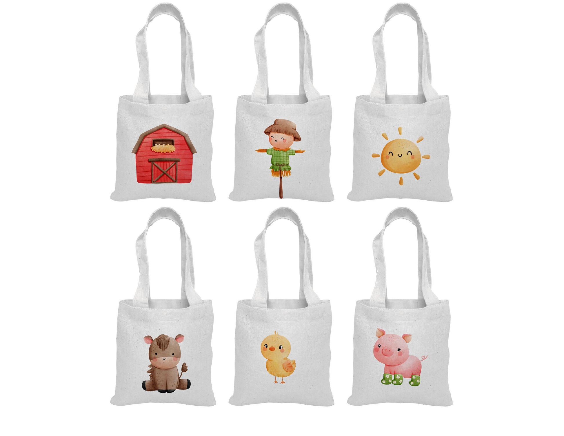 Barnyard Party Favor Bags - Set of Six Bags - Perfect for Farm and Barnyard Themed Parties!