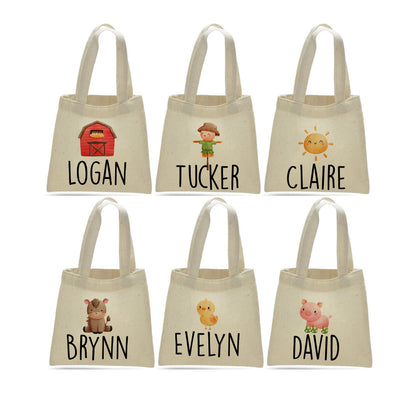 Personalized Farm Party Favor Bags – Barnyard Canvas Gift Totes