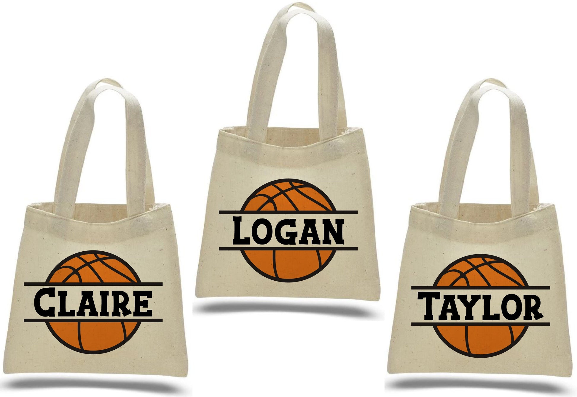 Personalized Basketball Party Favor Bags - Set of Three Bags