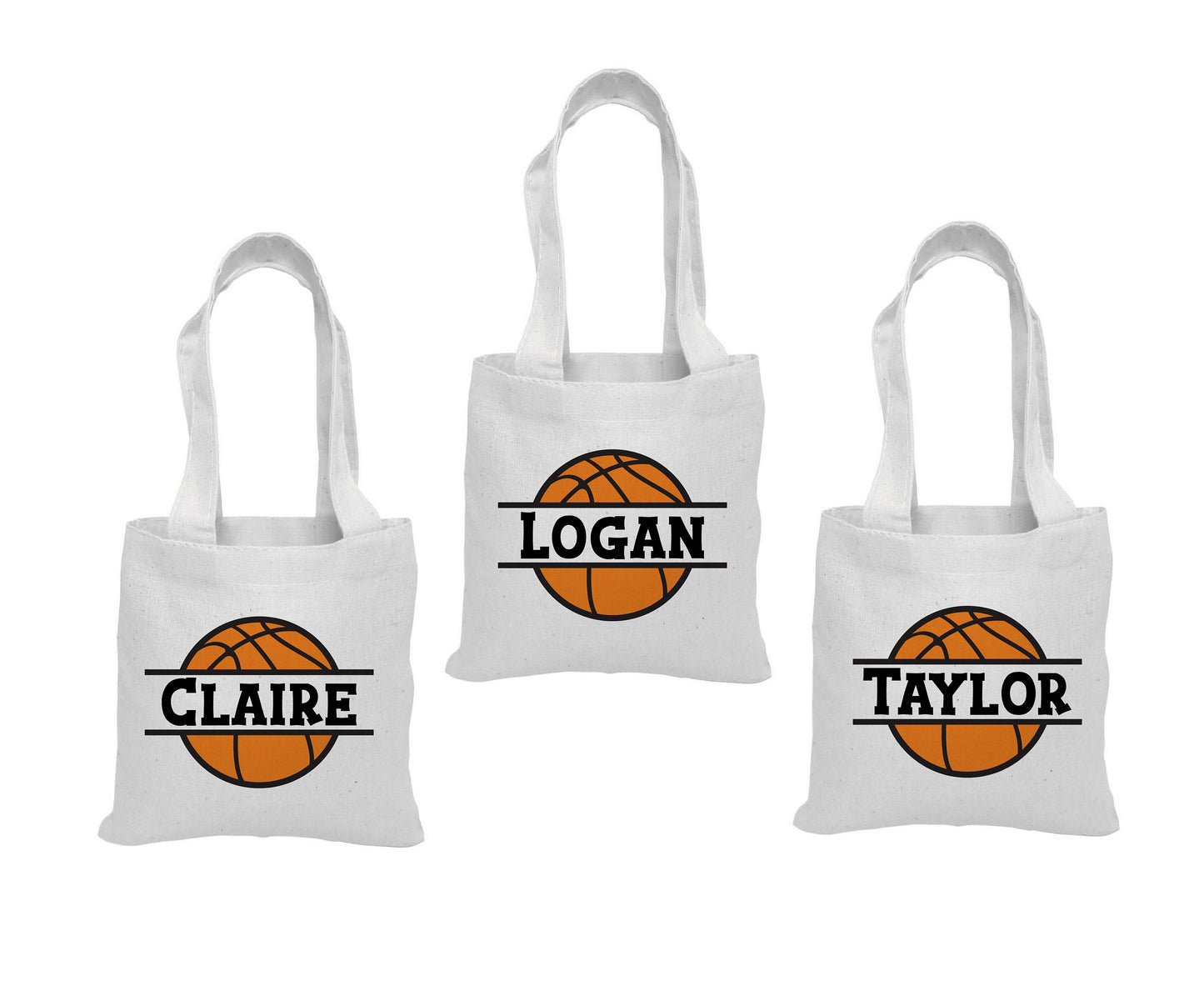 Personalized Basketball Party Favor Bags - Set of Three Bags