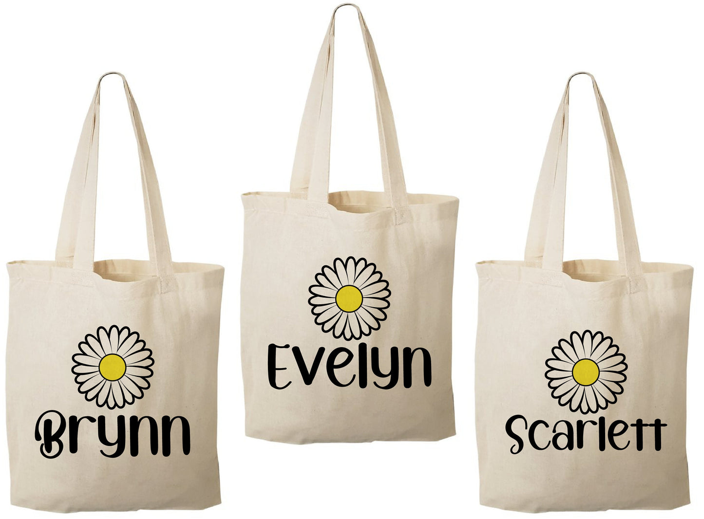 Personalized Daisy Party Favor Bags - Set of Three Bags