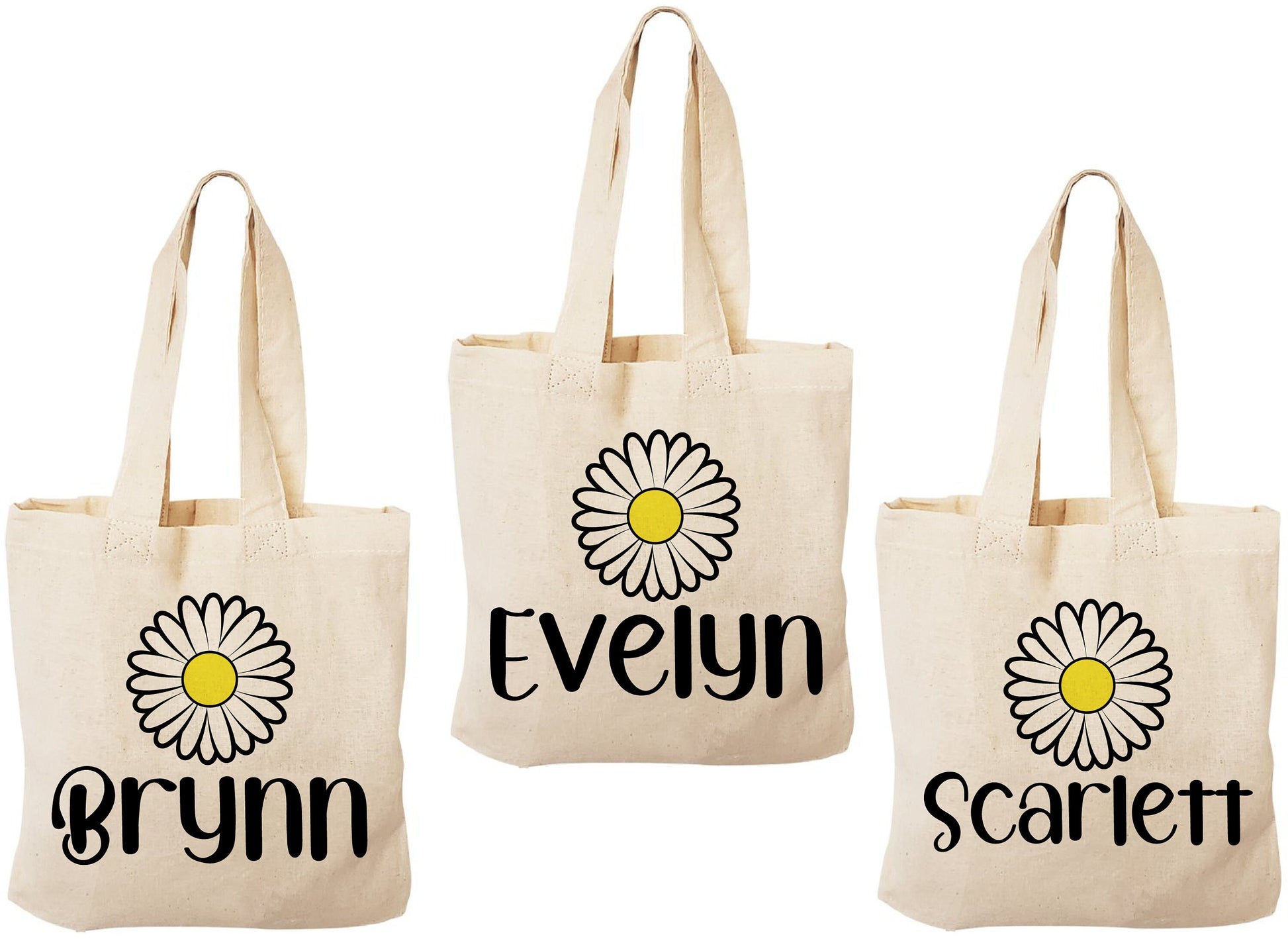 Personalized Daisy Party Favor Bags - Set of Three Bags