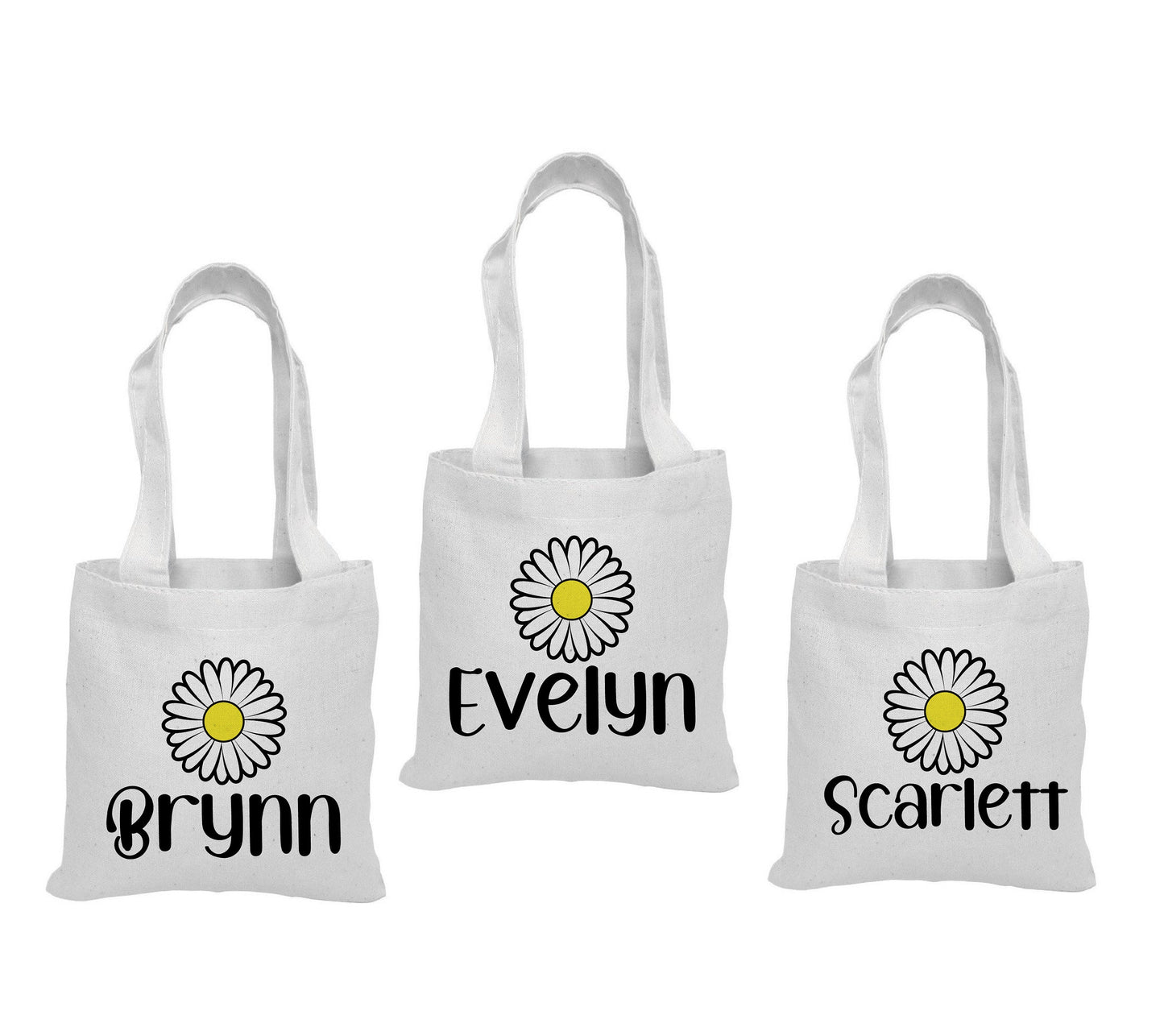 Personalized Daisy Party Favor Bags - Set of Three Bags