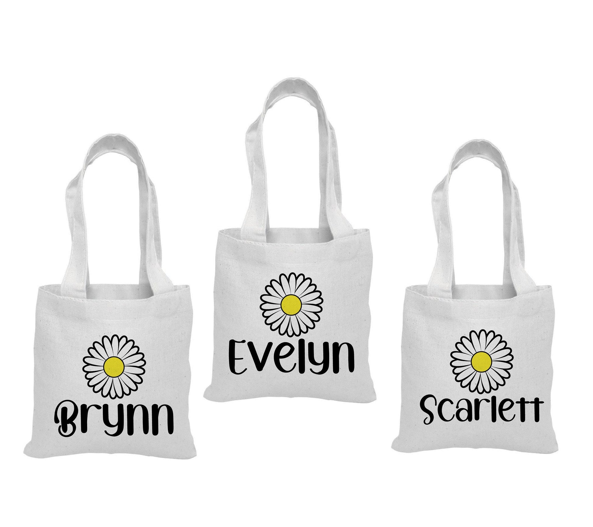 Personalized Daisy Party Favor Bags - Set of Three Bags