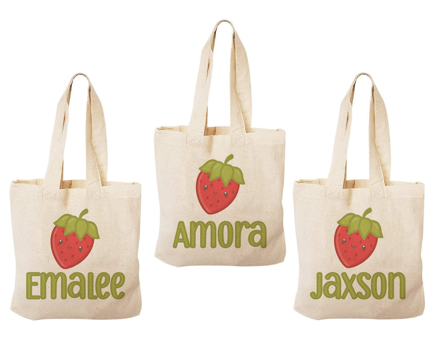 Custom Strawberry Party Favor Bags - Set of Three Bags