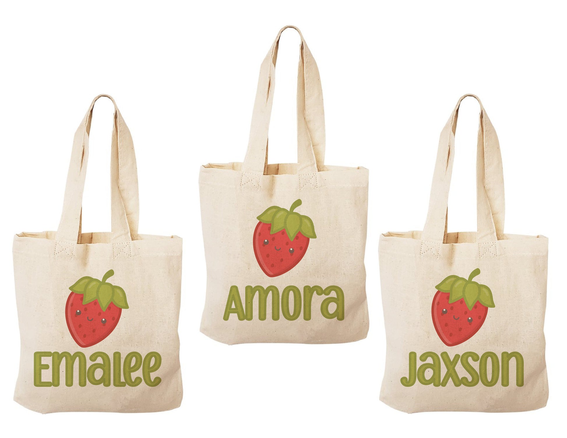 Custom Strawberry Party Favor Bags - Set of Three Bags