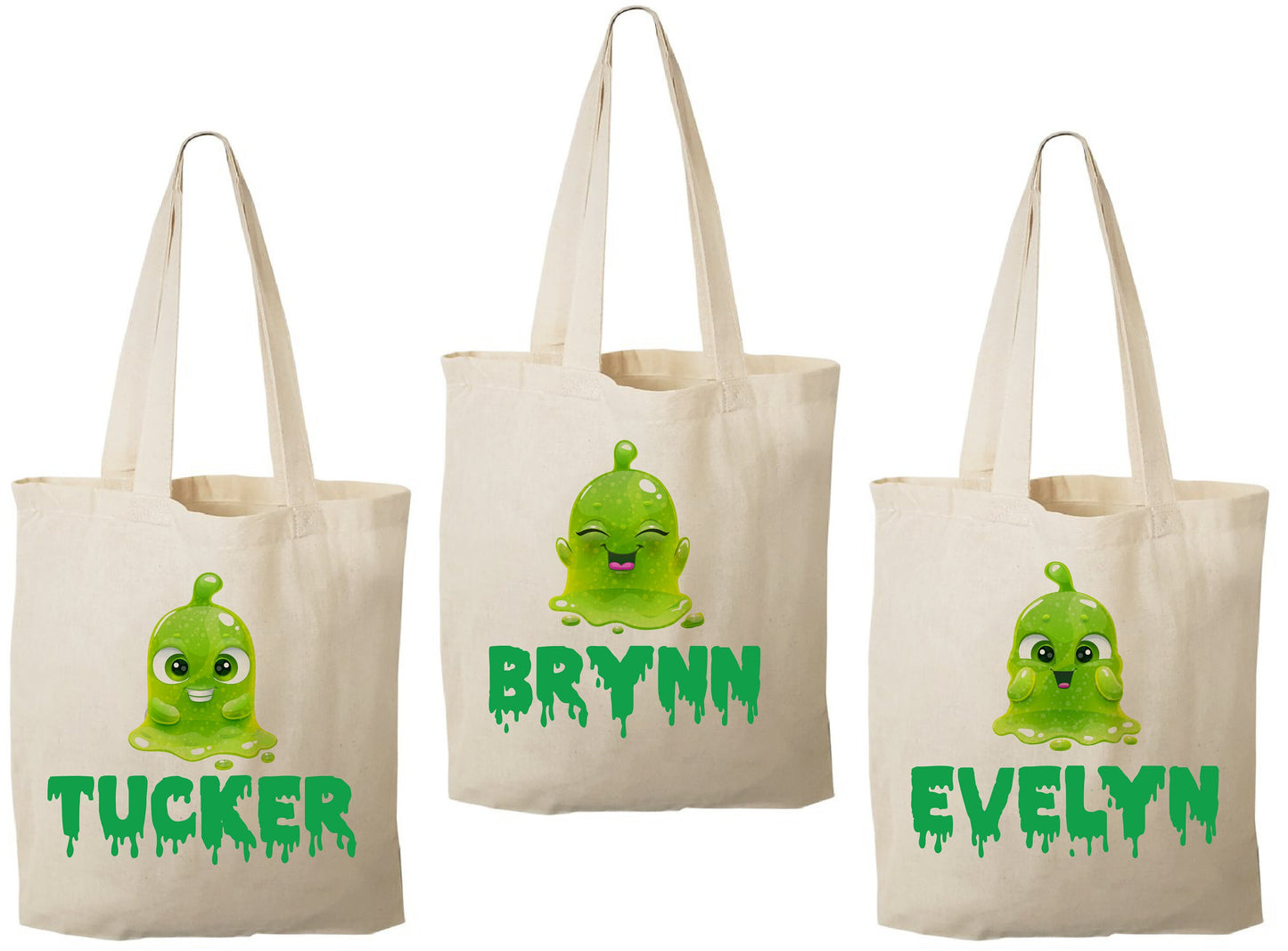 Slime Party Favor Bags, Personalized Treat Bags, Set of 3