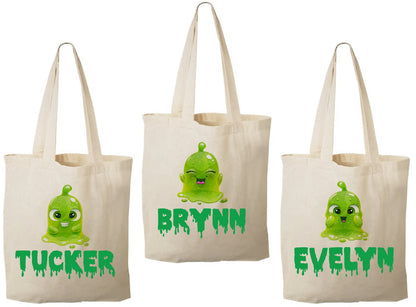 Slime Party Favor Bags, Personalized Treat Bags, Set of 3