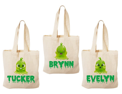 Slime Party Favor Bags, Personalized Treat Bags, Set of 3
