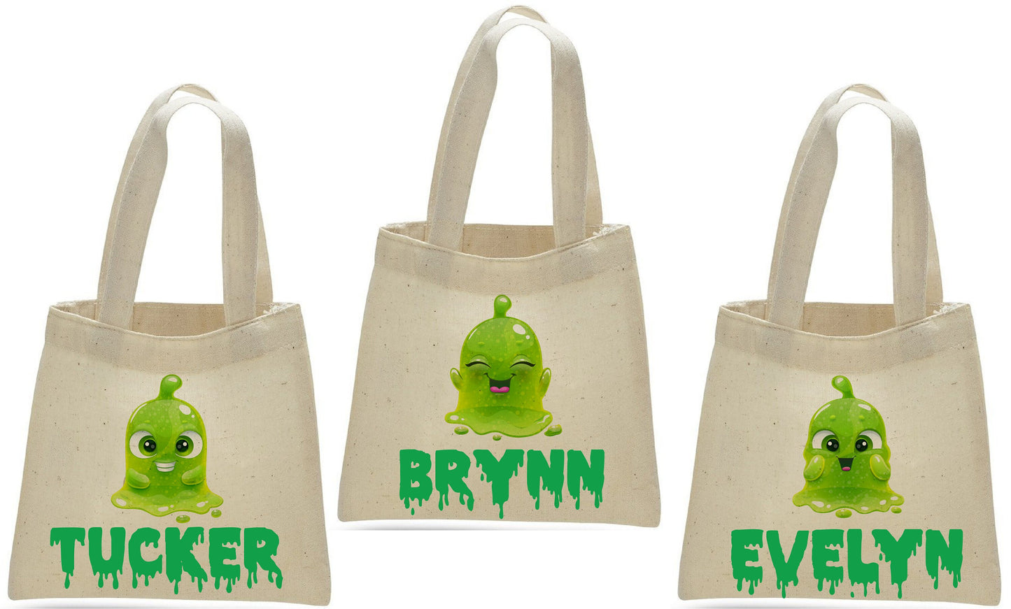 Slime Party Favor Bags, Personalized Treat Bags, Set of 3