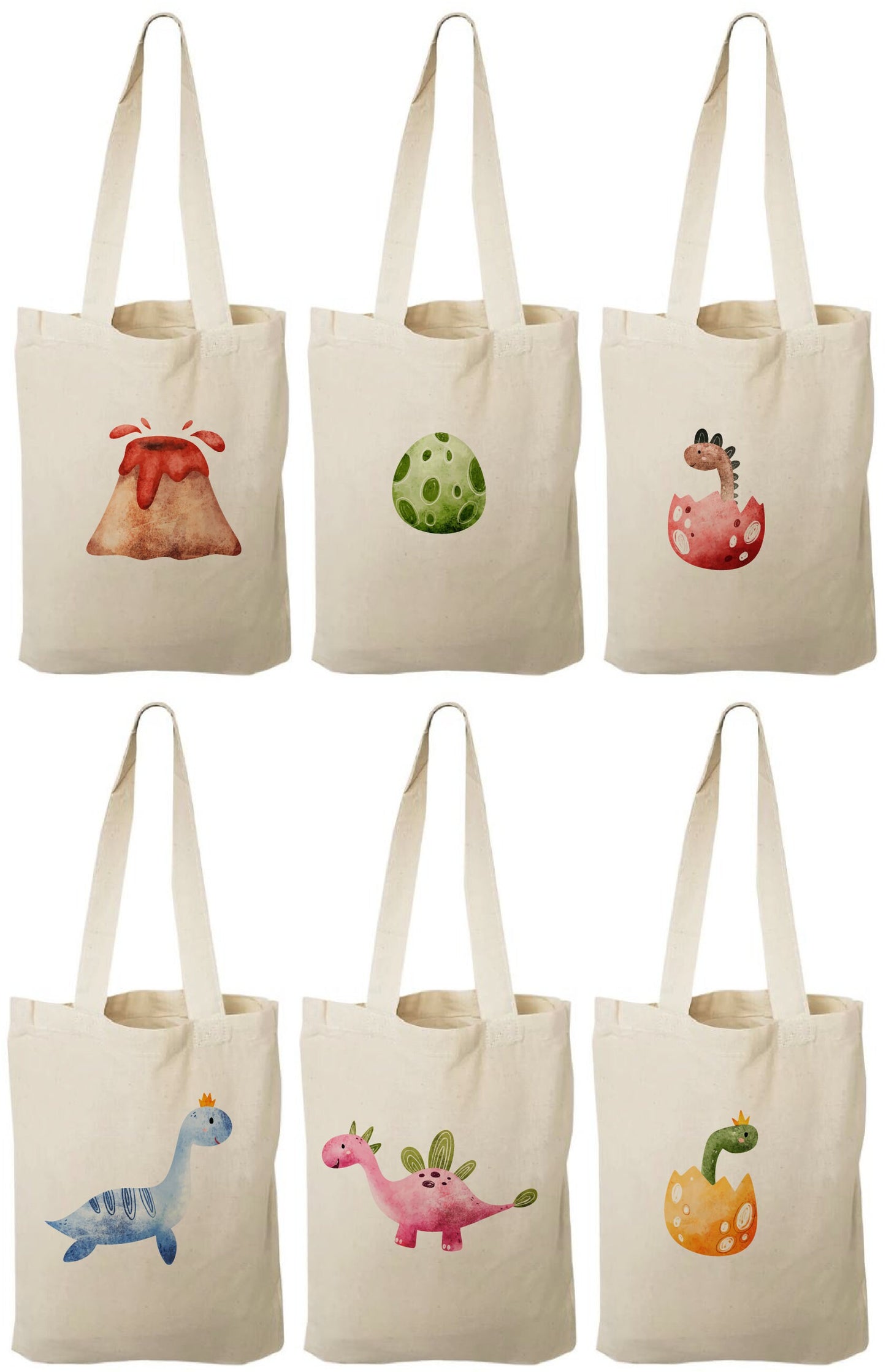 Dinosaur Party Favor Bags: Set of 6 Cotton Treat Bags