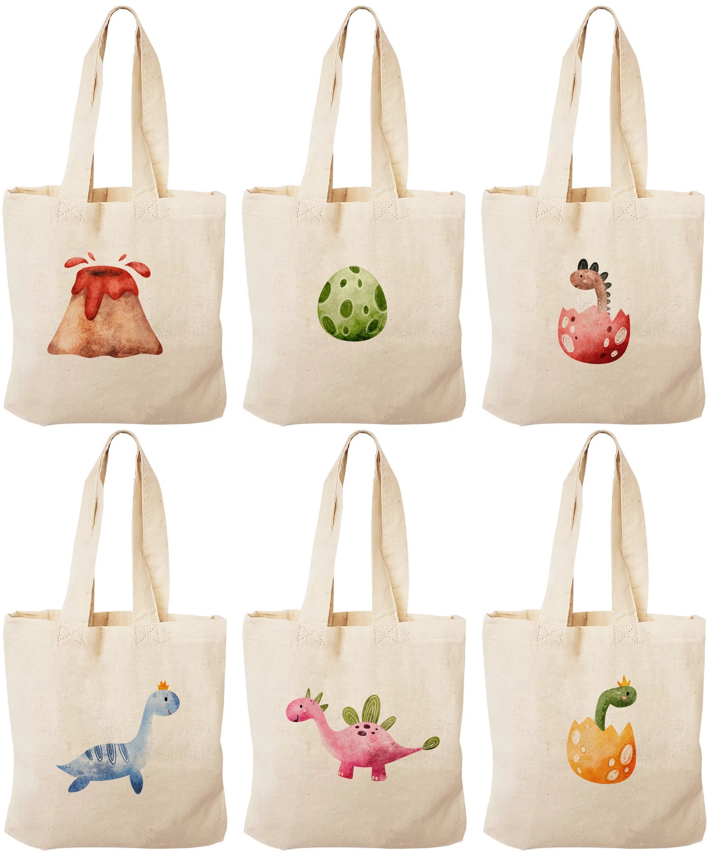Dinosaur Party Favor Bags: Set of 6 Cotton Treat Bags