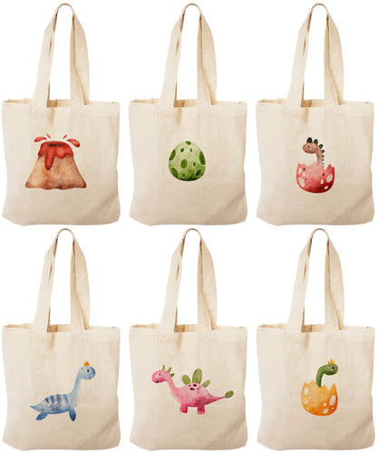 Dinosaur Party Favor Bags: Set of 6 Cotton Treat Bags