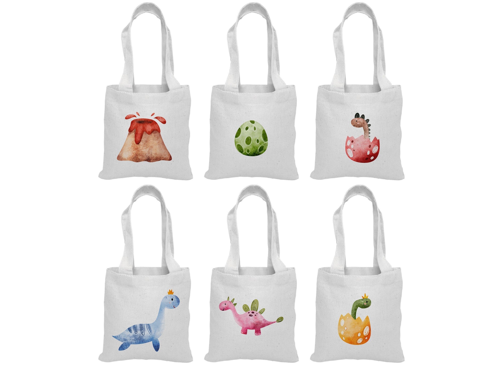 Dinosaur Party Favor Bags: Set of 6 Cotton Treat Bags
