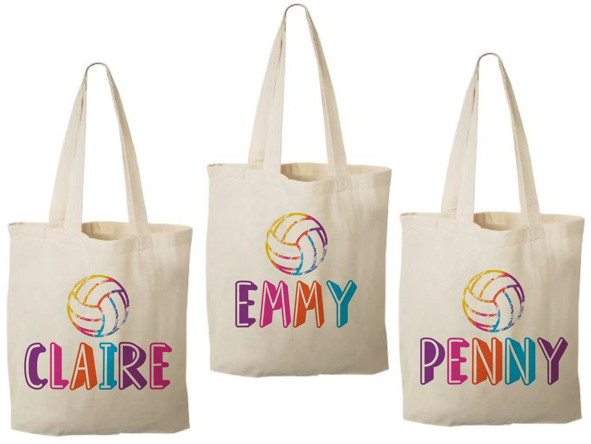 Personalized Volleyball Party Favor Bags, Custom Cotton Tote