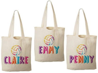 Personalized Volleyball Party Favor Bags, Custom Cotton Tote