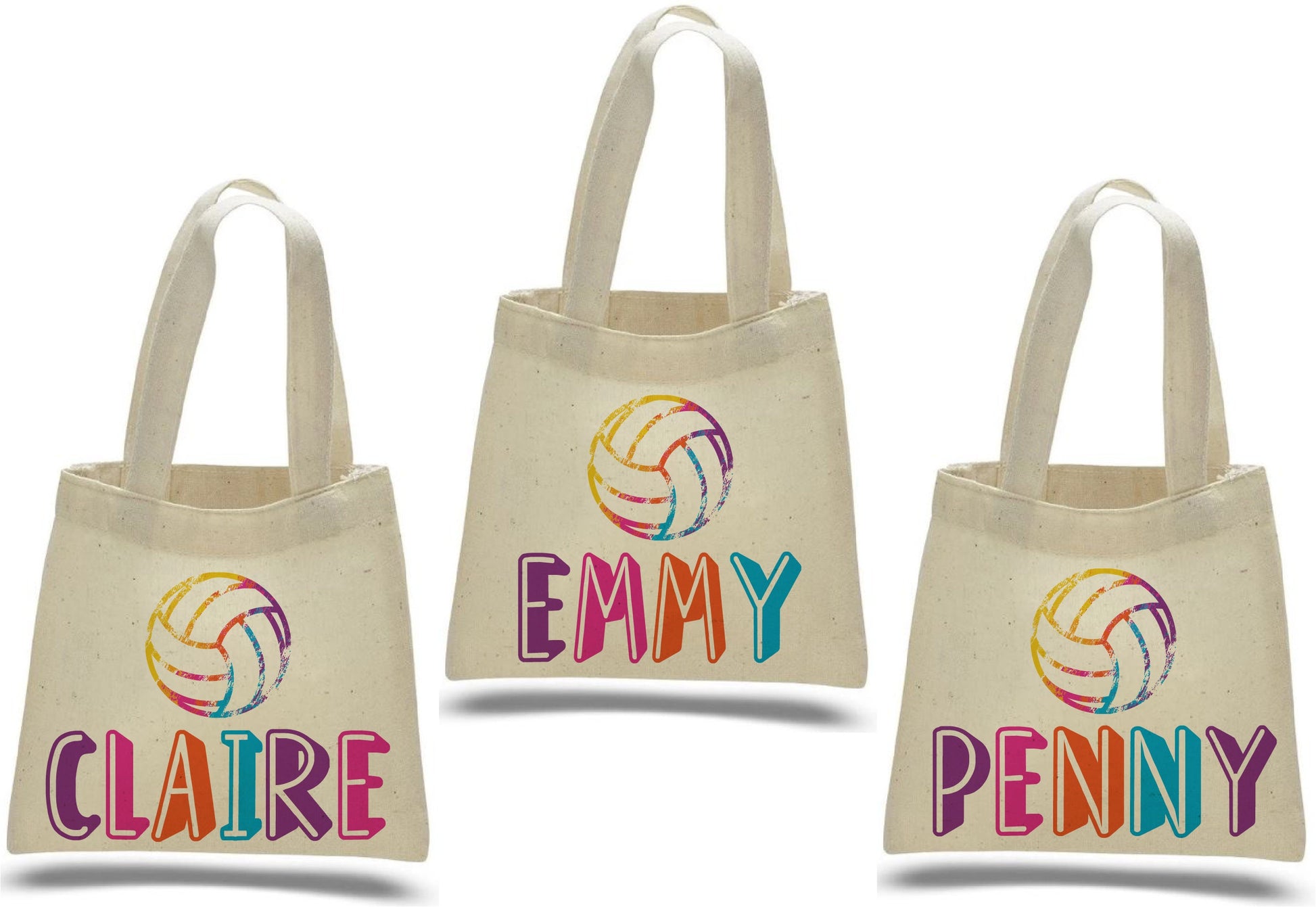 Personalized Volleyball Party Favor Bags, Custom Cotton Tote