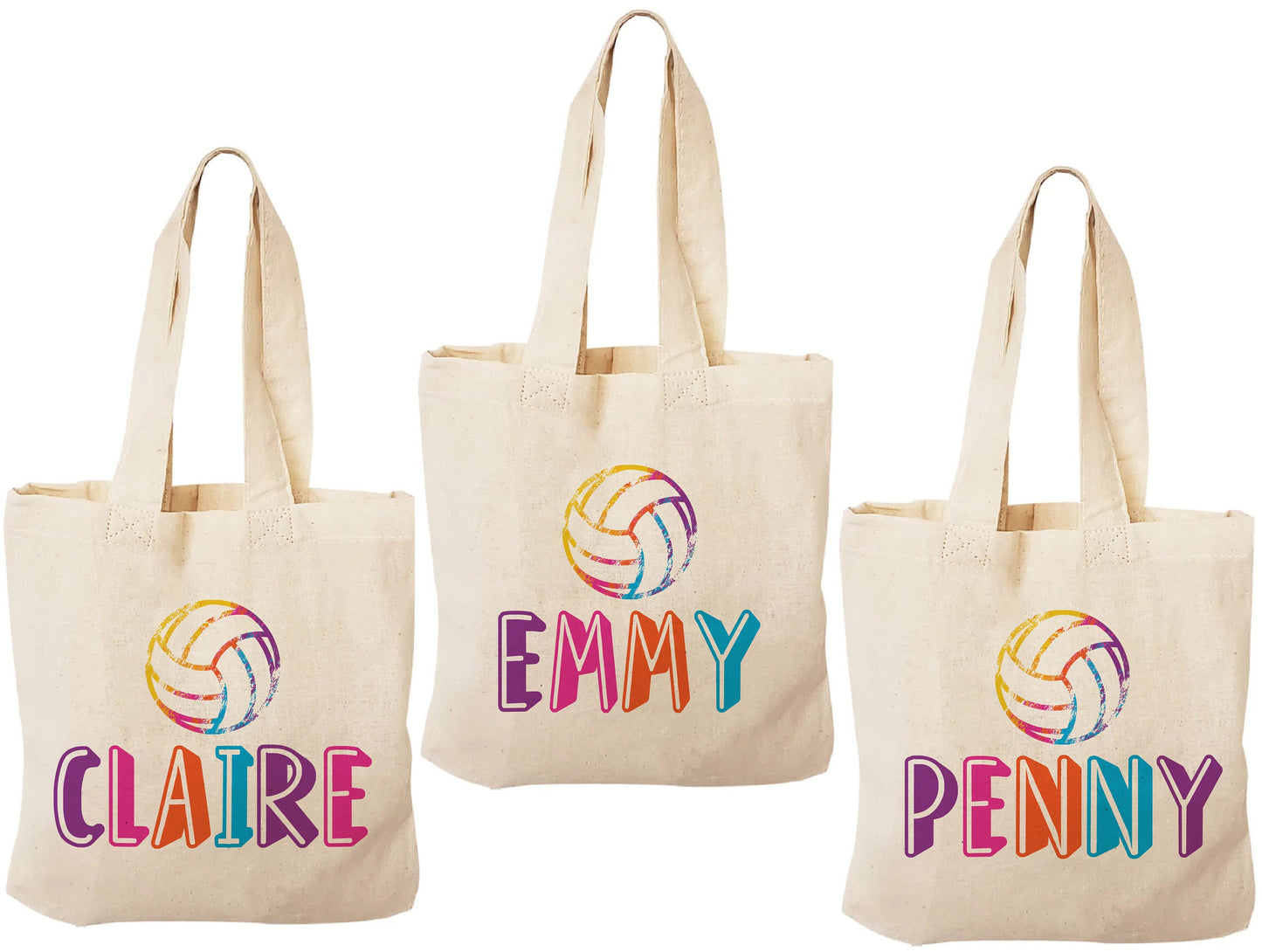 Personalized Volleyball Party Favor Bags, Custom Cotton Tote