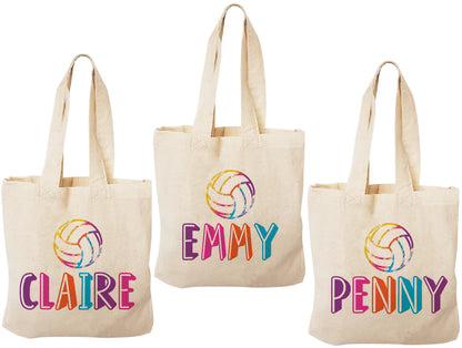 Personalized Volleyball Party Favor Bags, Custom Cotton Tote