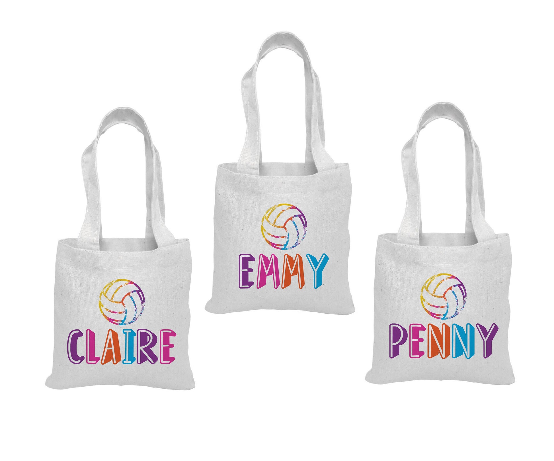 Personalized Volleyball Party Favor Bags, Custom Cotton Tote