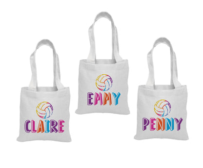 Personalized Volleyball Party Favor Bags, Custom Cotton Tote