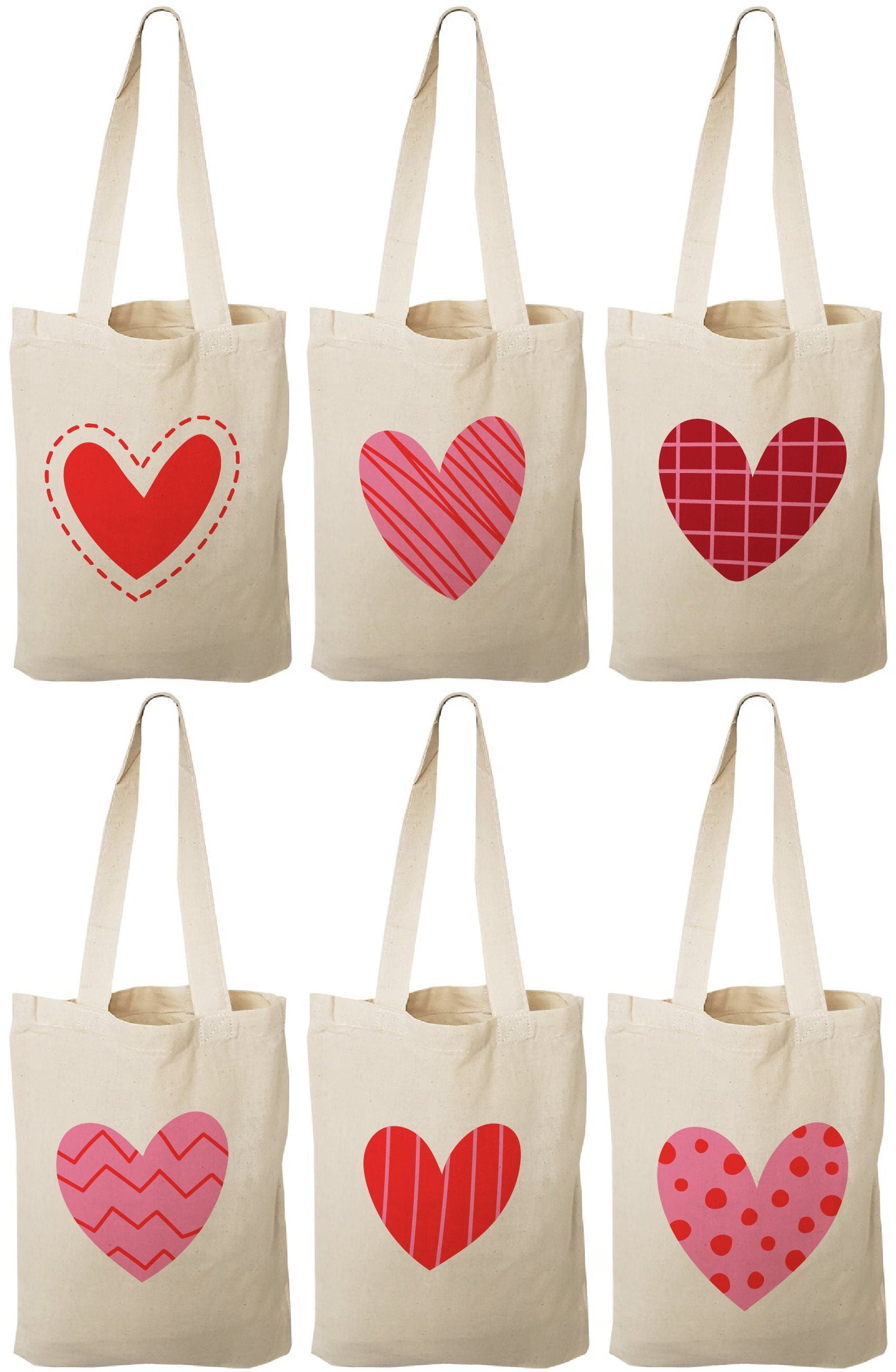 Valentine's Day Party Favor Bags - Set of Six Bags