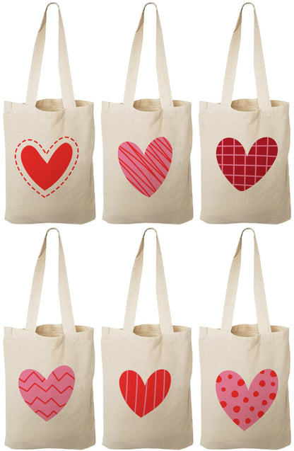 Valentine's Day Party Favor Bags - Set of Six Bags