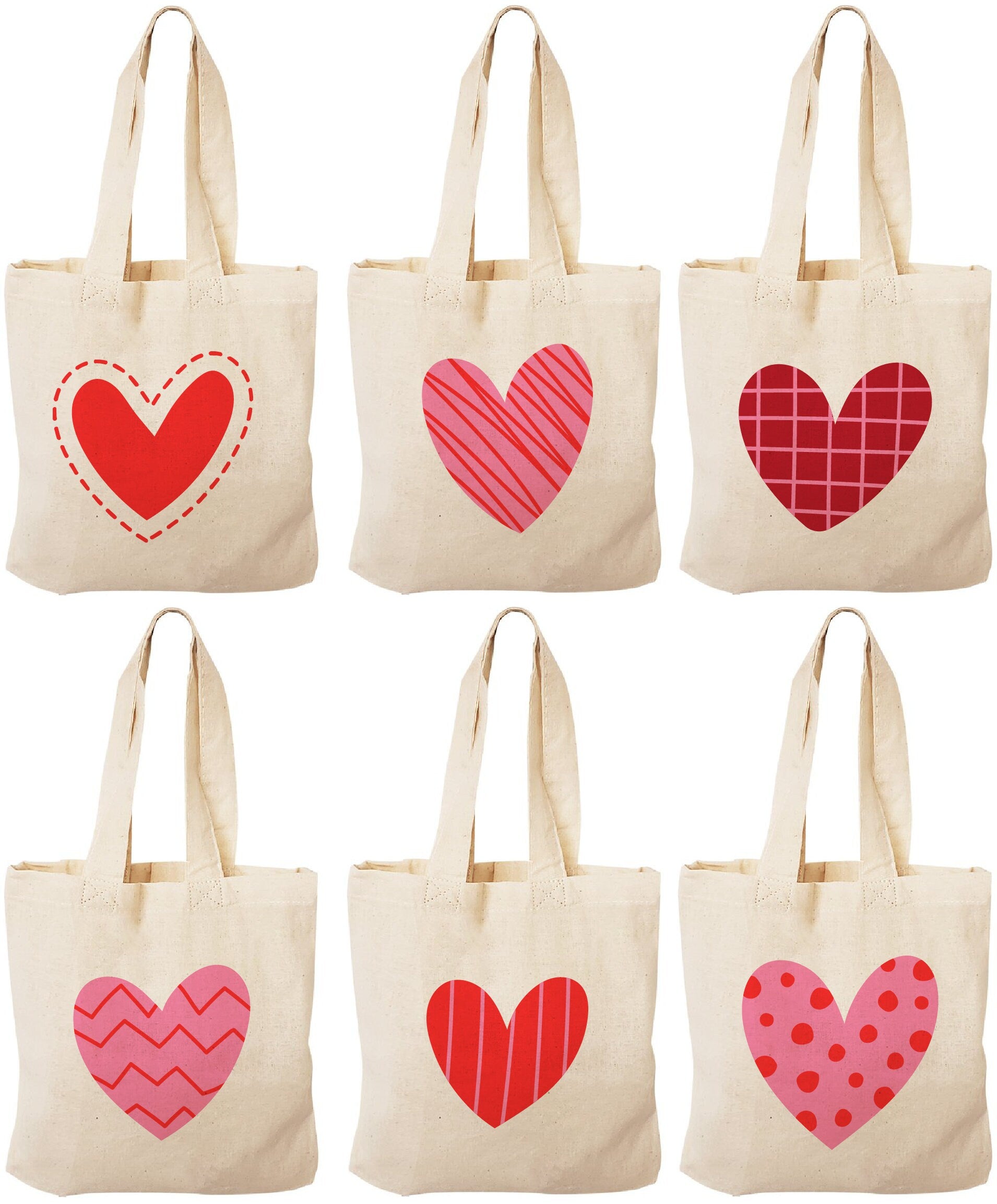 Valentine's Day Party Favor Bags - Set of Six Bags