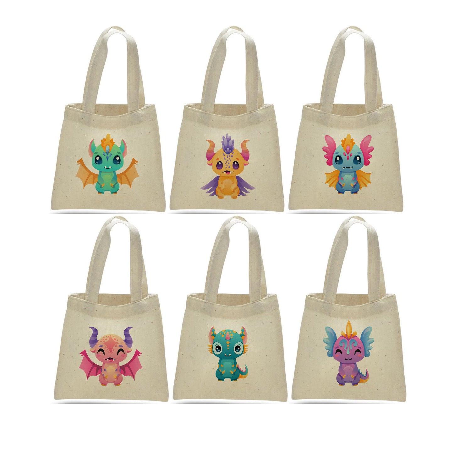 Colorful Dragon Party Favor Bags - For Dragon Themed Parties! - Set of Six