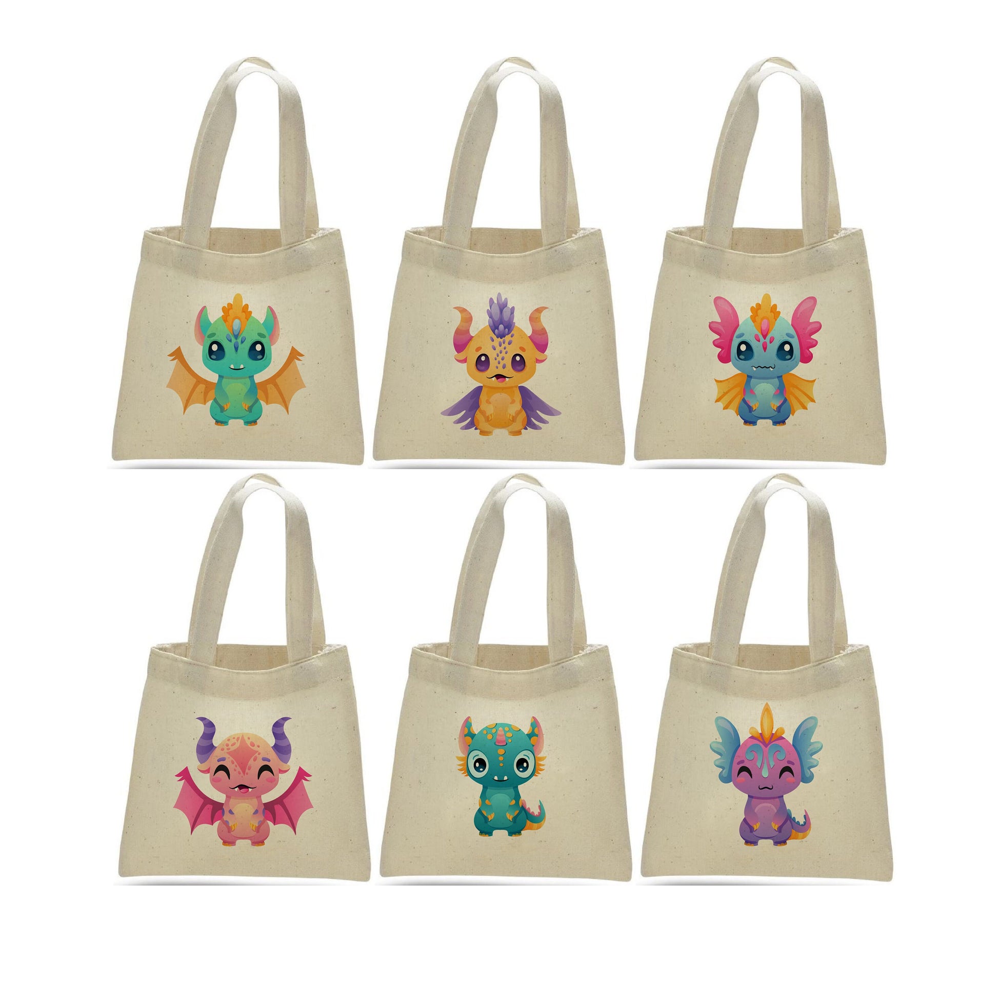 Colorful Dragon Party Favor Bags - For Dragon Themed Parties! - Set of Six