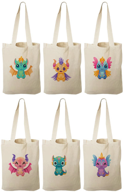 Colorful Dragon Party Favor Bags - For Dragon Themed Parties! - Set of Six