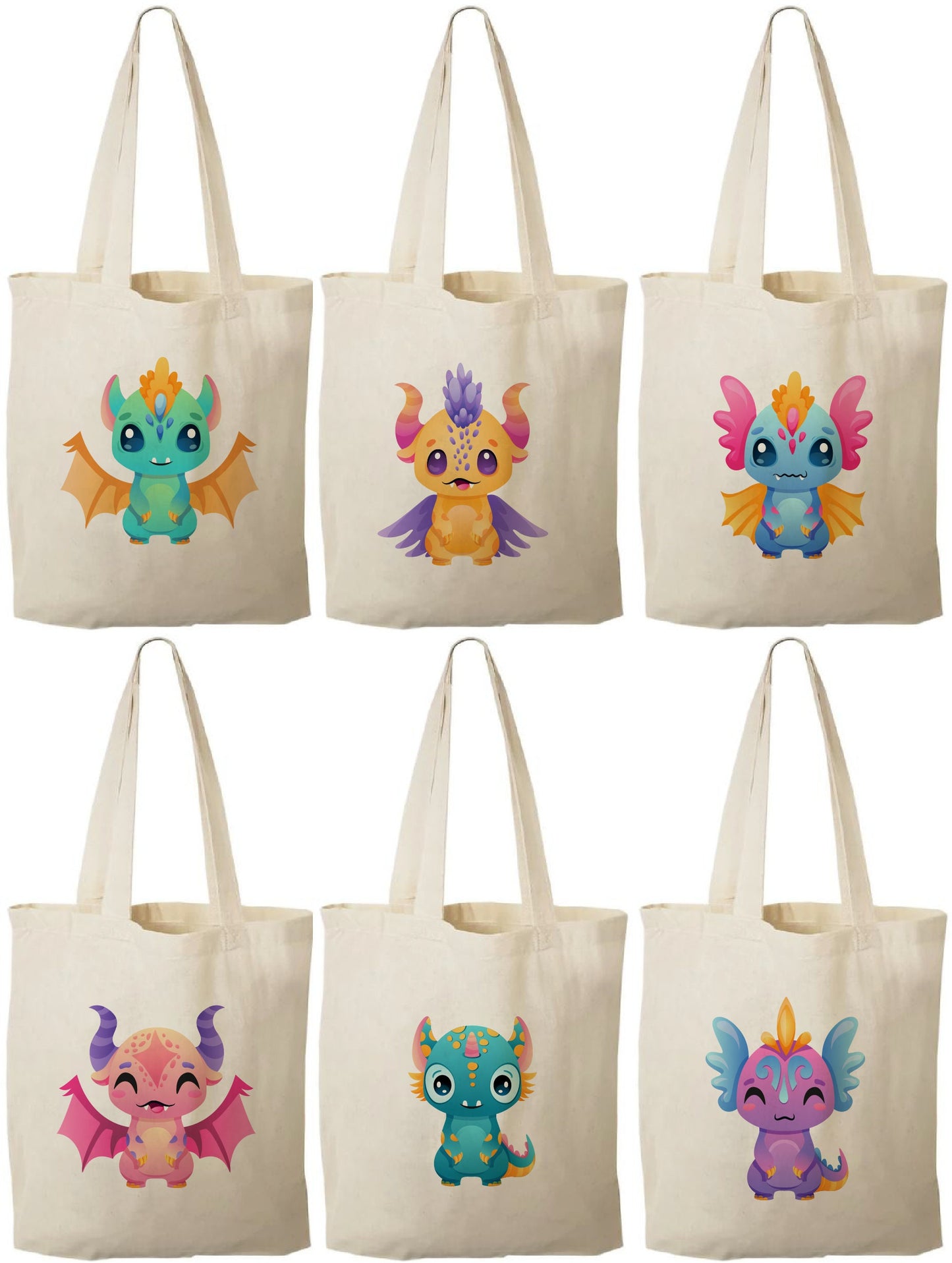 Colorful Dragon Party Favor Bags - For Dragon Themed Parties! - Set of Six