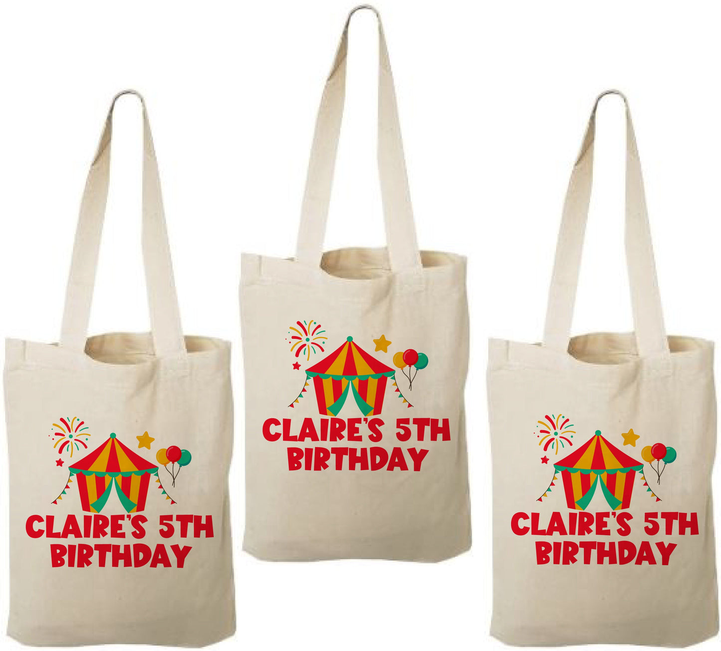 Carnival Party Favor Bags: Circus Goodie Bags, Cotton Gift Bag (Set of 3)