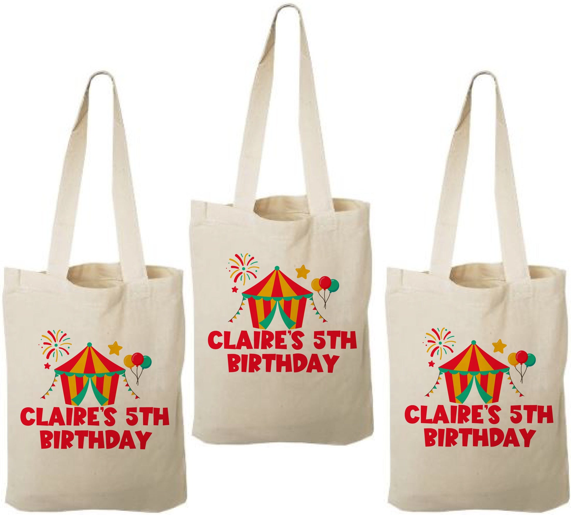 Carnival Party Favor Bags: Circus Goodie Bags, Cotton Gift Bag (Set of 3)