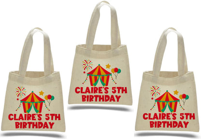 Carnival Party Favor Bags: Circus Goodie Bags, Cotton Gift Bag (Set of 3)